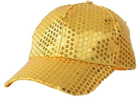 Pailletten Hut Damen Schwarz 70er 80er Glizer Baseball Cap Karneval Kostüm Kinder Disco Outfit Hip Hop Metallic Hüte Accessoire Themenparty Lustige Kopfbedeckung Fasching Festival Tanzshows Grün Blau