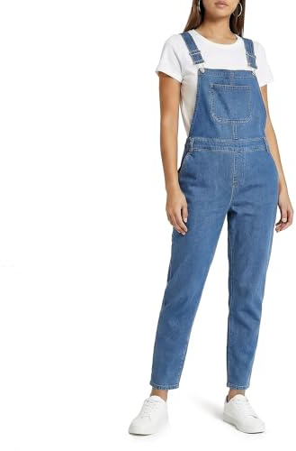 Kdtoll Salopette Donna Jeans in Denim Oversize, Pantaloni Lunghi con Spalline Regolabili e Tasche, Tinta Unita, Stile Casual per Lavoro e Tempo Libero