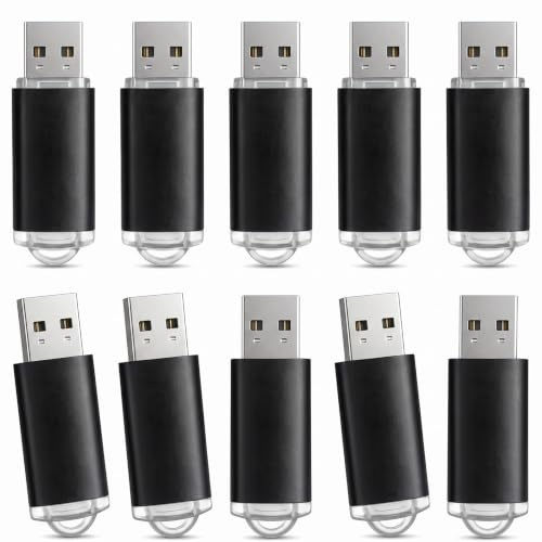 jjiqichimao 10 Pack 4GB Black Plastic USB Flash Drive, USB 2.0 usb drive | LED indicator shows transfer status for home, office and travel; thumb drive, memory stick, usb stick for backup files.