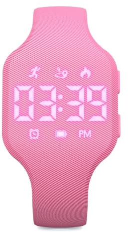 Focwony Kids LED Fitness Tracker Watch, for Ages 5-16 Boy Girls,Pink | Soft Silicone Strap, Sport Digital Wristwatch, With Step Counter, IP67 Waterproof , Vibration Alarm Clock