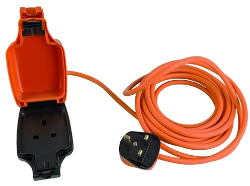 Netagon IP54 Single 1 Gang Plug Waterproof Outdoor Electrical Inline Socket Extension Lead | 5M,10M, 15M or 20M Long Cable (1, 5M Long Cable)