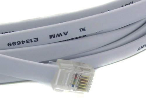 RiteAV - Cavo dritto da RJ12/M a RJ12/M 6P6C da 27,4 m per linea telefonica dati - grigio