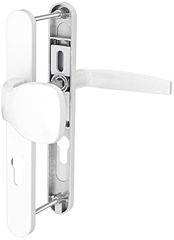 Dansta Schmalrahmengarnitur Schutzbeschlag Schildgarnitur Wechselgarnitur 92 mm - Drücker/Knopf - div. Farben (Weiß pulverbeschichtet)