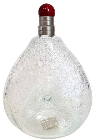 Oberstdorfer Glashütte Glaskaraffe mundgeblasen mit Luftbäschen, Flasche antiker Stil Klarglas mit Lufteinschlüssen und Zinnverschluss, Inhalt 0,5 Liter, Höhe ca19-21 cm