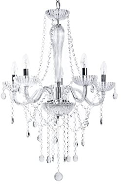 Beliani Edler 5-armiger Kronleuchter Kristall Glas transparent Metall silber Locone