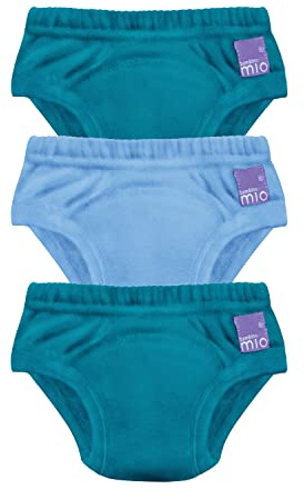 Bambino Mio, Träningsunderbyxor, förpackning med 3, återanvändbara potträningsbyxor för pojkar och flickor - blanda blått, 2–3 år