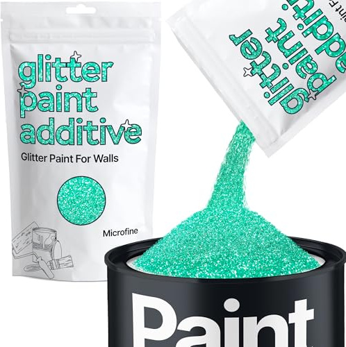 Hemway Turquoise Glitter Peinture Additif Microfin 1/256 0.1mm pour l'émulsion Peintures à l'eau - Intérieur et Extérieur Mur, Plafond, bois, vernis, mat, brillant, satiné, 100 g / 3,5 oz