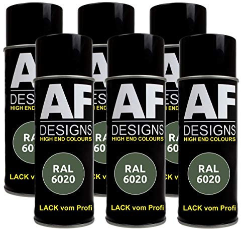 Alex Flittner Designs 6x RAL Lackspray Autolack Buntlack Spraydose RAL6020 CHROMOXIDGRUEN matt