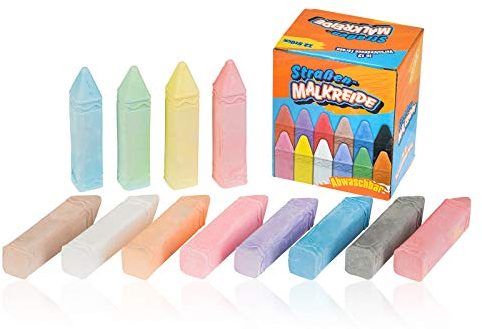 Smart-Planet Straßenmalkreide 12x in vielen Farben Straßenkreide 10 x 2 x 2 cm Malkreide bunte Kinder Kreide zum Malen - Straße - abwaschbar