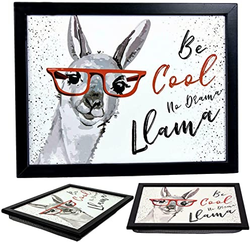 The Magic Toy Shop Wooden Lap Trays with Bean Bag Cushion - - Llama Design - Large Padded Tray for Kids and Adults - Suitable for Food, Work, Art, Studies, TV, Sofa, Bed - Great Gift for Animal Lovers