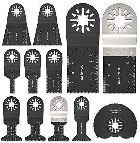 Set di 12 lame oscillanti per sega multiuso, accessori per utensili oscillanti, lame per sega Mix Multi Tool Blades Kit per levigatura/taglio universale per Bosch Fine Multimaster, non per starlock