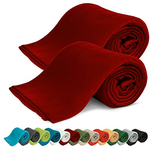 KiGATEX Fleecedecken 2er-Pack 130x160 cm – Weiche Kuscheldecken aus Polar Fleece – Oeko-TEX® Zertifiziert & pflegeleicht – Für Sofa, Bett, Garten & Haustiere – Bordeaux