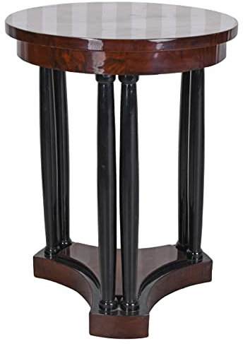 Regency Beistelltisch „Villa Jane Austen“ – runder Biedermeier‐Empire‐Tisch aus massivem Holz mit Mehrfachsäulen & Halbglanz‐Finish, H73×Ø55 cm, handgefertigtes Unikat cat039 Palazzo Exklusiv