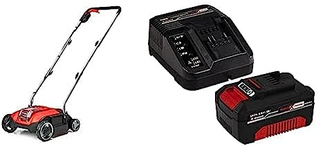 Arieggiatore Scarificatore senza fili da 18 V GC-SC 18/28 Li Solo +Einhell Starter Kit 4,0 Ah con batteria e caricabatterie Power X-Change, Li-Ion, 18 V, Tempo di ricarica 75 minuti