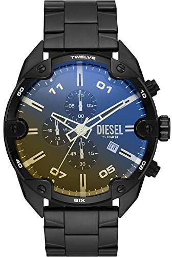 Diesel Spiked Uhr für Männer, Quarz-Chronographenwerk mit Edelstahlarmband