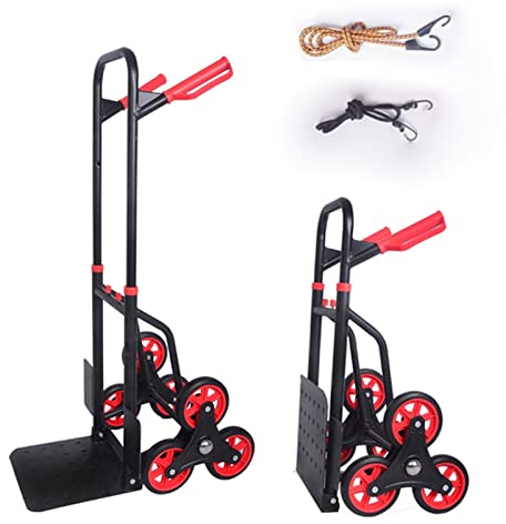 BNNP Einkaufstrolley Klappbar Faltbar Faltbarer Wagen mit Gummirädern Treppe Kletteranhänger Utility Trolley geeignet for die Verwendung von Mobile Office Warehouse (Color : A)
