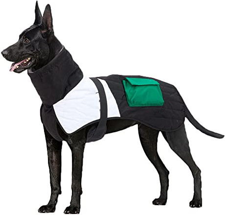 Hundemantel Winter Warm Hundejacke Regen Wasserdicht Jacke Winterjacke für Hunde Indoor & Outdoor Camping Wandern,Schwarz-Weiss,M