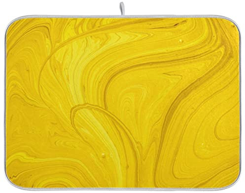 Alfombrilla de secado de platos de oro amarillo, Bayeta Escurreplatos, Almohadilla de secado absorbente de microfibra resistente al calor, Cubierta de estufa de isla de cocina, 18 x 24 pulgadas