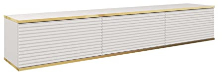 3E 3xE living.com Hängendes TV Schrank - Modernes Design mit Push-to-Open-Funktion. Farbe: Weiss, D: L: 175 cm, H: 30 cm, T: 32 cm. TV Lowboard, TV Board, TV Sideboard Hängend, Wandschrank hängend