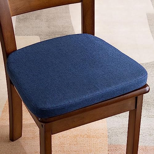 Yadlan Stuhlkissen 6er Set mit Schleife, Sitzkissen 40x40 Waschbar, Stuhlauflagen KüChenstuhl mit ReißVerschluss, Stuhlkissen Esszimmer 6 StüCk Trapez GedäChtnisschaum Sitzpolster Navy Blue