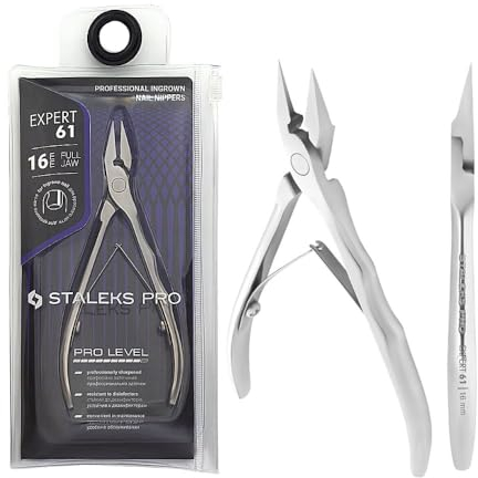 STALEKS PRO Pinze per unghie professionali per unghie incarnite 16 mm. Pedicure speciali. Acciaio inossidabile. Expert (NE-61-16)