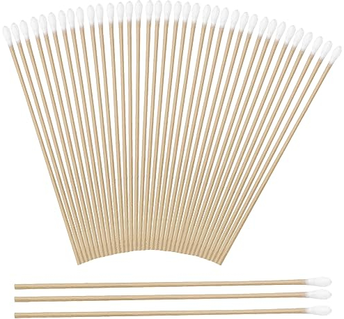 200 pezzi Tamponi di cotone in legno, tamponi di cotone da 15 cm, tamponi di pulizia lunghi ecologici per strumenti cosmetici di trucco Tastiera e fotocamera