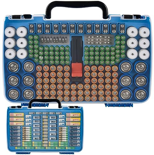 FULLCASE Batteriebox Batterie Aufbewahrungs Organizer mit Tester, Batterien aufbewahrung, Batteri Aufbewahrungsbox für 269 AA AAA AAAA 3A 4A 9V C D Lithium 23A 4LR44 CR123A CR1632 CR2032, nur Box