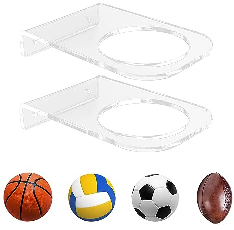 BiJun Soporte de Pared para Balones, Exhibición Soporte Balones Pared, Soporte de Bola Montado Estante de Almacenamiento, Soporte de Balones con Tornillos de Baloncesto Fútbol Voleibol