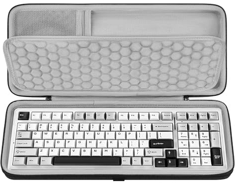 Geekria Keyboard Hard Shell Case, Compatible with Logitech G316 X 98, RK ROYAL KLUDGE R98 Pro, EPOMAKER x Aula F99, Corsair Vanguard 96 Protective Carrying Bag (Dark Grey)
