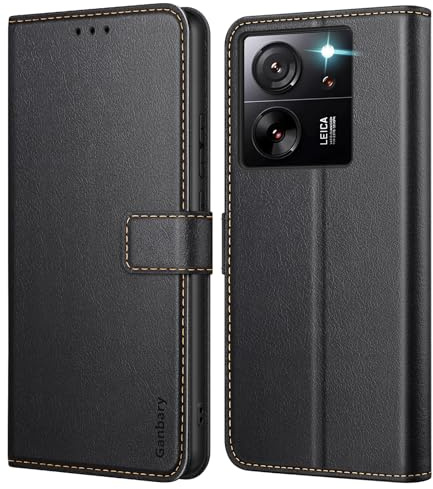 Ganbary Handyhülle für Xiaomi 13T/ Xiaomi 13T Pro Hülle, Premium Leder Klapphülle [Kartenschlitzen] [Magnetverschluss] [Standfunktion] kompatibel mit Xiaomi 13T/13T Pro 5G Schutzhülle, Schwarz