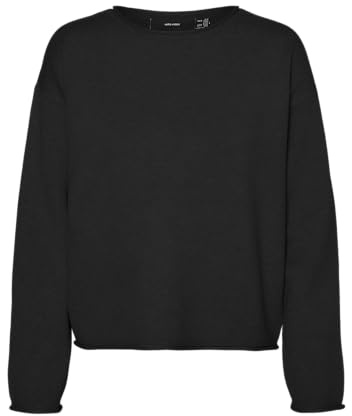 VERO MODA VMGOLD Roll LS O-Neck Pullover, Nero, L