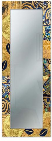 Lupia - Specchio da Parete Moderno MIRROR FANTASY KLIMT GOLD 44x127 cm, Decorazione Stile Artistico, Design per Camera da Letto e Ingresso, Cornice Stampata in Legno
