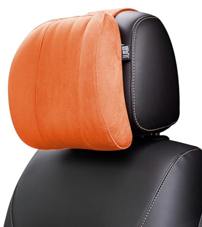 Forbell Auto Kopfstütze Kissen – Weiches Memory Foam Auto Nackenkissen für Kopfstütze, Ergonomisches Car Headrest für Kopf- und Nackenstütze, Entlastung beim Fahren und Ausruhen(Orange)