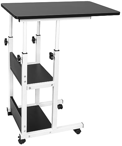 Schrebitisch mit Rollen, höhenverstellbar - Schwarz (60,40,76-86.5cm) - Laptoptisch, PC-Tisch für Büro