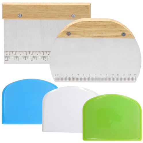2 Pezzi Raschietto per Pasta 15CM Tagliapasta Multiuso in Acciaio Inossidabile,Raschietto Cucina con Scala e Manico in Legno Utilizzato per il Taglio di Pasta,Pizza