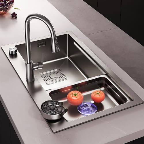 Evier Cuisine, Set Évier De Ménage Domestique À Chambre Profonde, Pour Jardin À La Maison Garage Salles De Bain Sous-sol Atelier Industrielle (Size : 68 * 46cm)