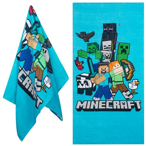 Minecraft Serviette de Bain Enfant Ado Absorbante Creeper Serviettes de Plage Douche Natation 100% Coton Absorbant 140x70cm Voyage Accessoires