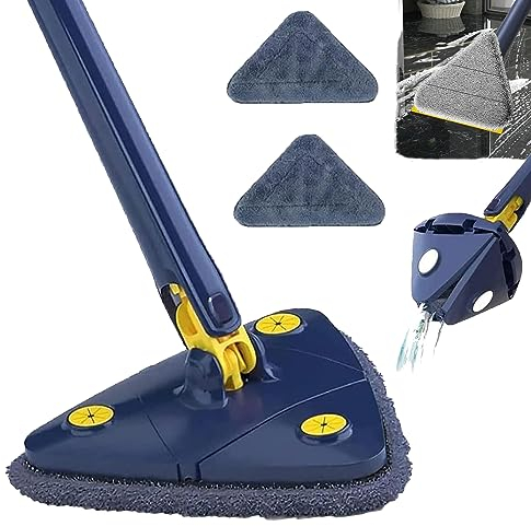 Mocio rotante triangolare regolabile con testa rotante e 2 teste in microfibra