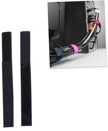 Hemobllo 10pcs Adhesive Cable Management Tapes Reusable Hook and Loop Straps for Under Desk Cable Organization