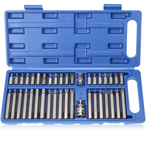KXVXXV 40 Stück Vielzahn Nuss Satz 1/2, 3/8, Vielzahn Nuss Set | Vielzahn Bit Satz, Steckschlüsselsatz Enthält Torx-, Sechskant- Und Spline| T20-T55 M5-M12 H4-H12