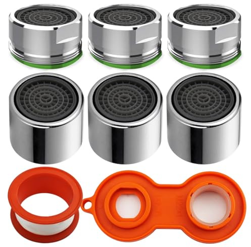 SHSMPXOY 6 Stück Strahlregler für Wasserhähne M22/M24 Mischdüse Luftsprudler Wasserhahn sieb Einsatz Wasserhahns Bubbler Mischpatrone Armaturensieb Wasserhahn Aufsatz Strahlregler