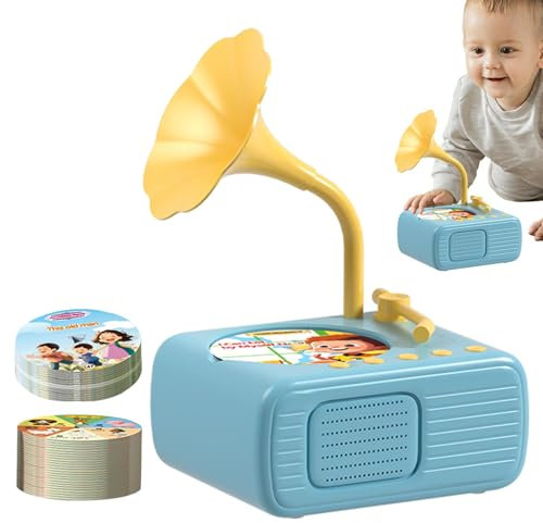 Gramophone pour Enfant avec 96 Cartes, Tourne-Disque pour Enfant, Lecteur De Musique pour Tout-Petits, Gramophone pour Enfant–Lecteur De Musique éducatif pour 3 à 12 Ans, Jouet Gramophone pour Enfant