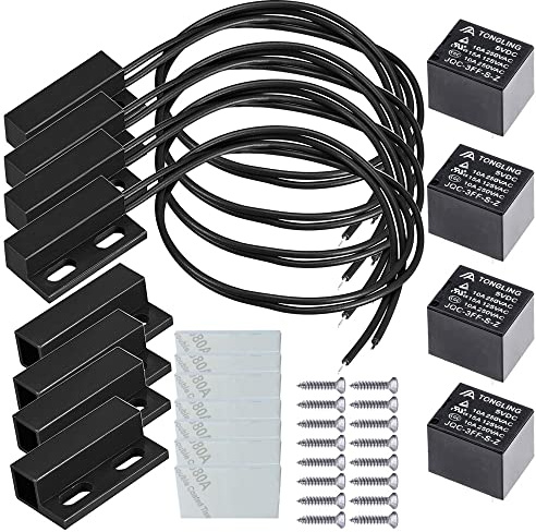 Gebildet 5V/12V/24V/230V NC NO Kit de Interruptor Magnético de Láminas Puerta Alarma Ventana Seguridad/Interruptor de Puerta Magnético/Interruptor de Contacto Magnético/Interruptor de Láminas