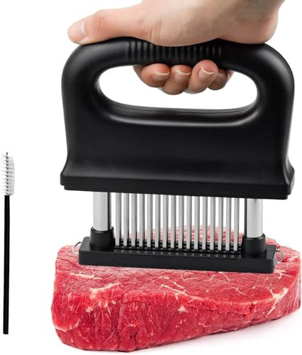 Meat Tenderiser Needle Blade Tenderizer Stainless Steel Manual Meat Tenderizer with Cleaning Brush 48-Blade Meat Tenderising Cooking Tool for Tenderising Beef Steak Chicken Pork Veal