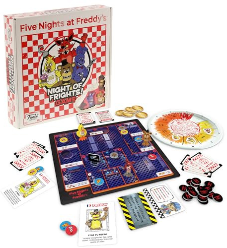 FUNKO GAMES| Five Nights at Freddy’s - Night of Frights| Jeu de Société Horreur pour Adultes & Enfants dès 8 Ans| Jeu de Stratégie avec Figurines Freddy, Foxy, Chica, Bonnie|FNAF|2-4 Joueurs|30 Min