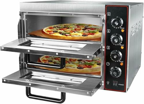 GZYHDC Four À Pizza Commercial À Deux Étages - Grille-Pain Électrique en Acier Inoxydable De 40 Cm, Four À Pizza Intérieur, avec Minuterie À 60 Minutes Et Cuisine Yakitori.