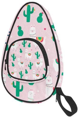 VAPOKF Estampado Housse pour raquette de tennis de table, motif cactus alpaga, sac pour raquette de ping-pong avec pochette pour 4 à 5 balles