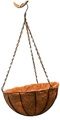 KONTONTY Fioriera Sospesa 30 Cm in Metallo Cesto Di Cocco Rotondo Porta Piante Per Interni Ed Esterni Vaso Da Fiori Sospeso Per Balcone E Giardino