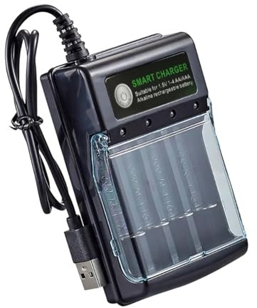 Chargeur De Batterie | Chargeur De Batterie USB | 1,5 V Smart Chargerr pour Les Batteries NIMH Alcalines | Parent De Charge À 4 Plans avec Indicateur LED, Protection Contre Les Surcharges, pour Us