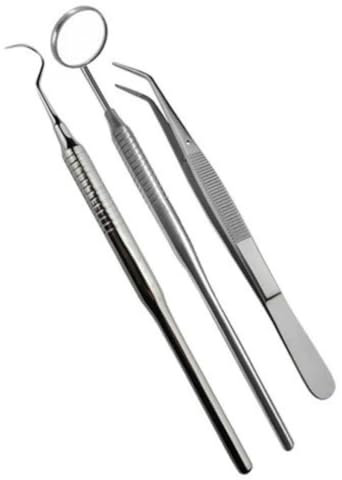 Stainless Steel Dental Cleaning Tools (3-Pack) – Plaque & Tartar Removal Kit for Teeth – Oral Hygiene Instrument Set for Personal & Pet Use